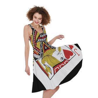 Jack Of Hearts Playing Card Print Sleeveless Knee Length Dress | Newhawaiianshirts UK