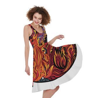 Japanese Phoenix Print Sleeveless Knee Length Dress | Newhawaiianshirts UK