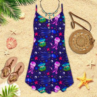 Jellyfish Sealife Colorful Spaghetti Strap Summer Dress | Newhawaiianshirts