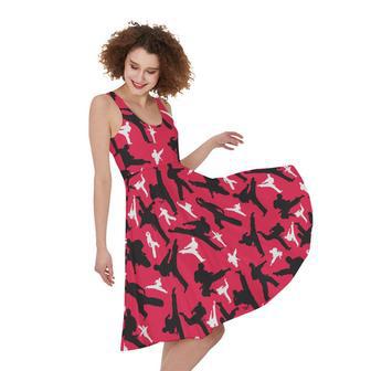 Karate Pattern Print Sleeveless Knee Length Dress | Newhawaiianshirts UK