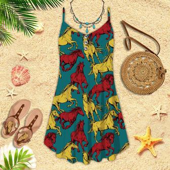 Kentucky Derby Beautiful Horse Racing Spaghetti Strap Summer Dress | Newhawaiianshirts DE