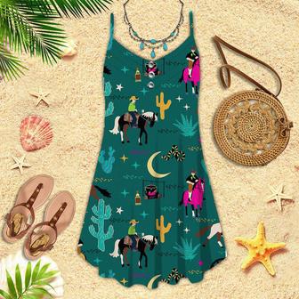 Kentucky Derby Cowboys Horses Spaghetti Strap Summer Dress | Newhawaiianshirts