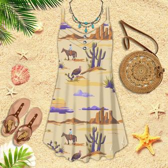 Kentucky Derby Riding Horse In Dessert Spaghetti Strap Summer Dress | Newhawaiianshirts UK