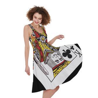 King Of Clubs Playing Card Print Sleeveless Knee Length Dress | Newhawaiianshirts AU