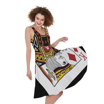 King Of Diamonds Playing Card Print Sleeveless Knee Length Dress | Newhawaiianshirts AU