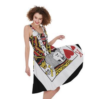 King Of Hearts Playing Card Print Sleeveless Knee Length Dress | Newhawaiianshirts CA