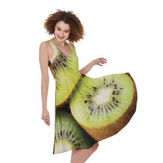 Kiwi Print Sleeveless Knee Length Dress | Newhawaiianshirts DE