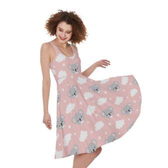 Koala Bear And Cloud Pattern Print Sleeveless Knee Length Dress | Newhawaiianshirts UK