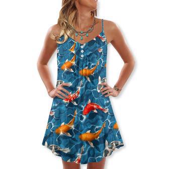 Koi Fish Swim Artificial Ponds - V-Neck Sleeveless Cami Dress | Newhawaiianshirts DE