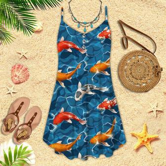 Koi Fish Wave Water Spaghetti Strap Summer Dress | Newhawaiianshirts DE