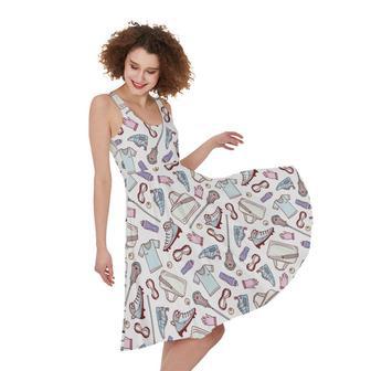 Lacrosse Sport Pattern Print Sleeveless Knee Length Dress | Newhawaiianshirts AU