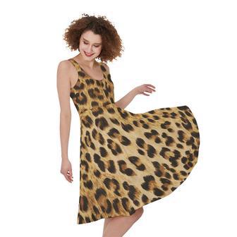 Leopard Pattern Print Sleeveless Knee Length Dress | Newhawaiianshirts