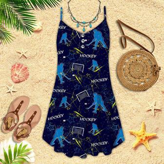 Let's Play Hockey Spaghetti Strap Summer Dress | Newhawaiianshirts DE