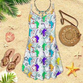 Let's Play Ice Hockey Spaghetti Strap Summer Dress | Newhawaiianshirts DE