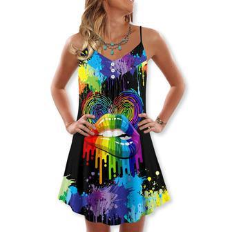 Lgbt Lips The Color Of Happiness - V-Neck Sleeveless Cami Dress | Newhawaiianshirts DE