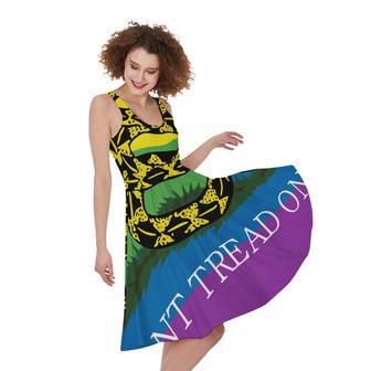 LGBT Rainbow Gadsden Flag Print Sleeveless Knee Length Dress | Newhawaiianshirts