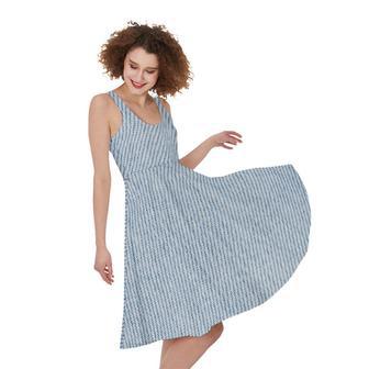 Light Blue Denim Jeans Print Sleeveless Knee Length Dress | Newhawaiianshirts UK