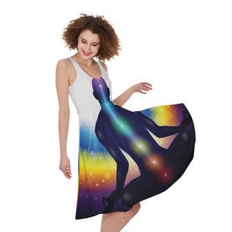 Light Of Seven Chakras Print Sleeveless Knee Length Dress | Newhawaiianshirts AU