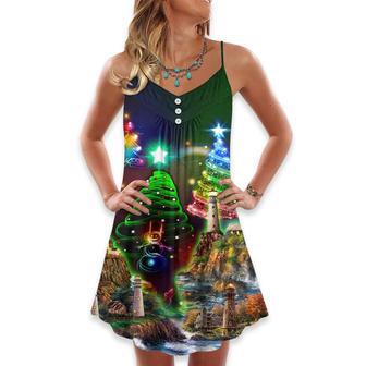 Lighthouse And Merry Christmas Happy - V-Neck Sleeveless Cami Dress | Newhawaiianshirts CA