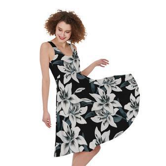 Lily Floral Pattern Print Sleeveless Knee Length Dress | Newhawaiianshirts AU