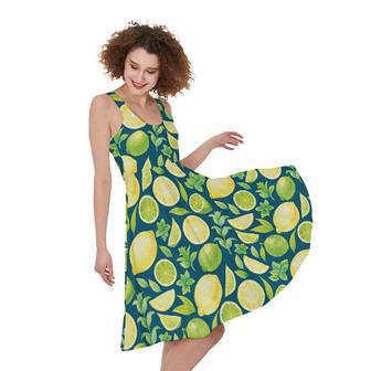 Lime And Lemon Pattern Print Sleeveless Knee Length Dress | Newhawaiianshirts