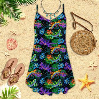 Lizards And Leaves Tropical Pattern Spaghetti Strap Summer Dress | Newhawaiianshirts