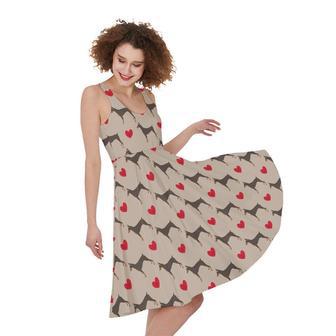 Love Dobermann Pattern Print Sleeveless Knee Length Dress | Newhawaiianshirts AU