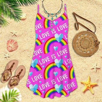 Love Is Love LGBT Rainbow Spaghetti Strap Summer Dress | Newhawaiianshirts UK