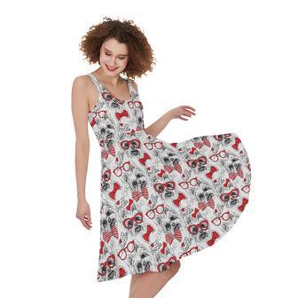 Lovely Yorkshire Terrier Pattern Print Sleeveless Knee Length Dress | Newhawaiianshirts CA