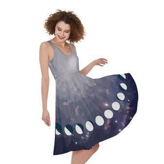 Lunar Phase Cycle Print Sleeveless Knee Length Dress | Newhawaiianshirts CA