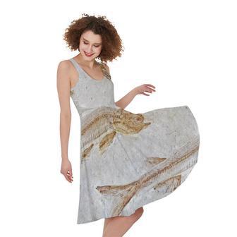 Lycoptera Fish Fossil Print Sleeveless Knee Length Dress | Newhawaiianshirts DE