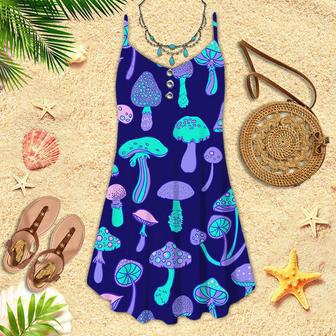 Magic Mushroom Psychedelic Hippie Colorful Spaghetti Strap Summer Dress | Newhawaiianshirts UK