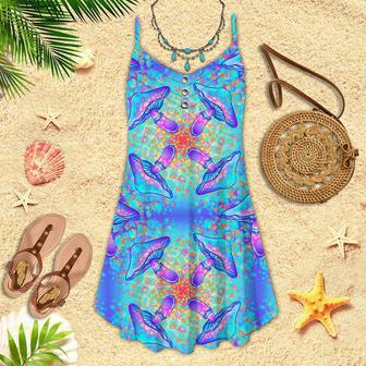 Magic Mushrooms Hippie Colorful Spaghetti Strap Summer Dress | Newhawaiianshirts CA