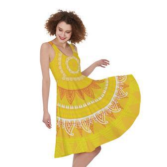 Mandala Sun Print Sleeveless Knee Length Dress | Newhawaiianshirts CA