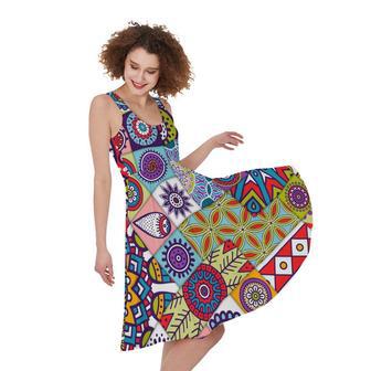 Mandala Tile Bohemian Pattern Print Sleeveless Knee Length Dress | Newhawaiianshirts UK