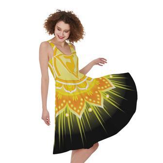 Manipura Chakra Mandala Print Sleeveless Knee Length Dress | Newhawaiianshirts CA