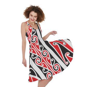 Maori Tribal Print Sleeveless Knee Length Dress | Newhawaiianshirts AU