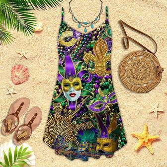 Mardi Grass Color Festival Spaghetti Strap Summer Dress | Newhawaiianshirts UK