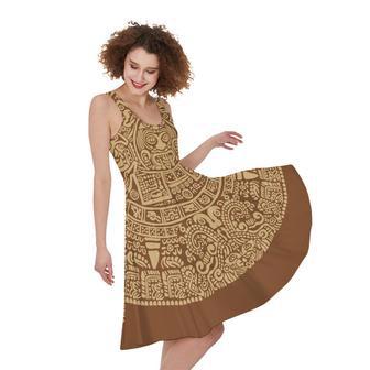 Mayan Calendar Print Sleeveless Knee Length Dress | Newhawaiianshirts CA