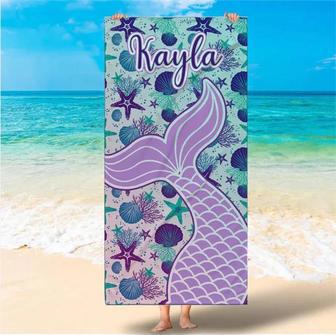 Mermaid Tail Personalized Beach Towels Microfiber Kids Adults Design | Newhawaiianshirts CA