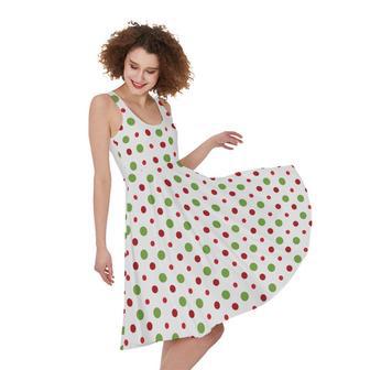 Merry Christmas Dots Pattern Print Sleeveless Knee Length Dress | Newhawaiianshirts UK