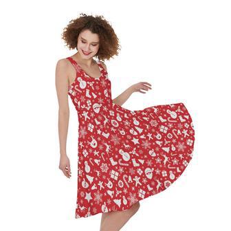 Merry Christmas Elements Pattern Print Sleeveless Knee Length Dress | Newhawaiianshirts AU