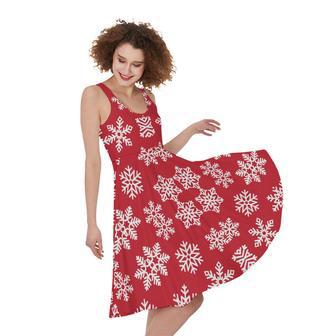 Merry Christmas Snowflakes Pattern Print Sleeveless Knee Length Dress | Newhawaiianshirts