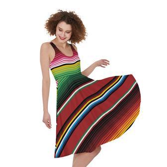 Mexican Serape Blanket Pattern Print Sleeveless Knee Length Dress | Newhawaiianshirts UK