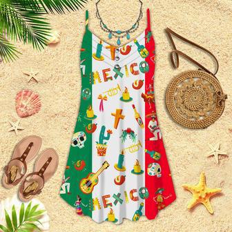 Mexico Flag Design Pattern Spaghetti Strap Summer Dress | Newhawaiianshirts UK