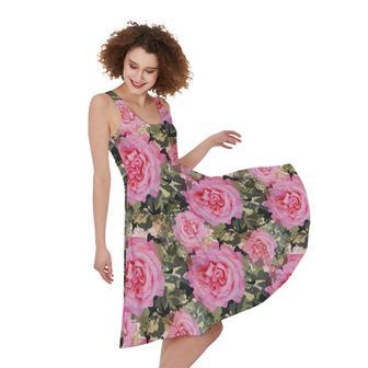 Military Camouflage Flower Pattern Print Sleeveless Knee Length Dress | Newhawaiianshirts CA