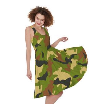 Military Camouflage Print Sleeveless Knee Length Dress | Newhawaiianshirts CA