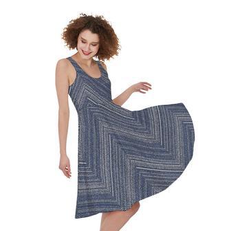 Native Denim Jeans Pattern Print Sleeveless Knee Length Dress | Newhawaiianshirts UK