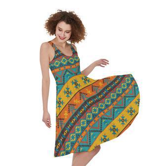 Native Indian Inspired Pattern Print Sleeveless Knee Length Dress | Newhawaiianshirts DE