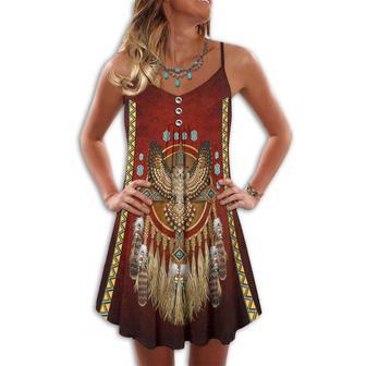 Native Owls Summer Vibes Red Style - Summer Dress | Newhawaiianshirts UK